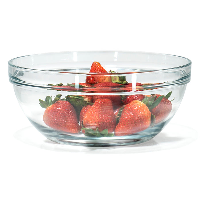 Red Co. Fully Tempered Clear Glass Mixing Bowl with Safety Rim