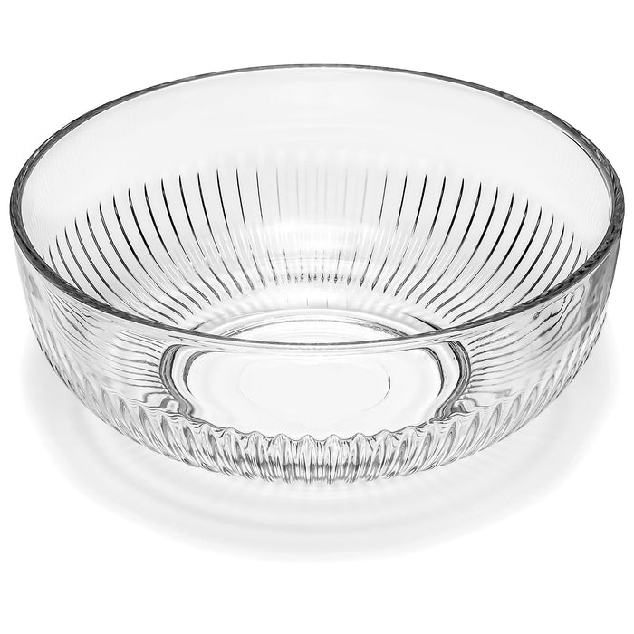 Red Co. Large Clear Glass Mixing Bowl with Ribbed Surface, for Mixing, Storage, Serving
