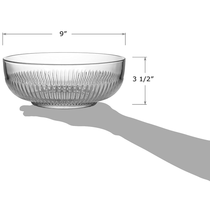 Red Co. Large Clear Glass Mixing Bowl with Ribbed Surface, for Mixing, Storage, Serving