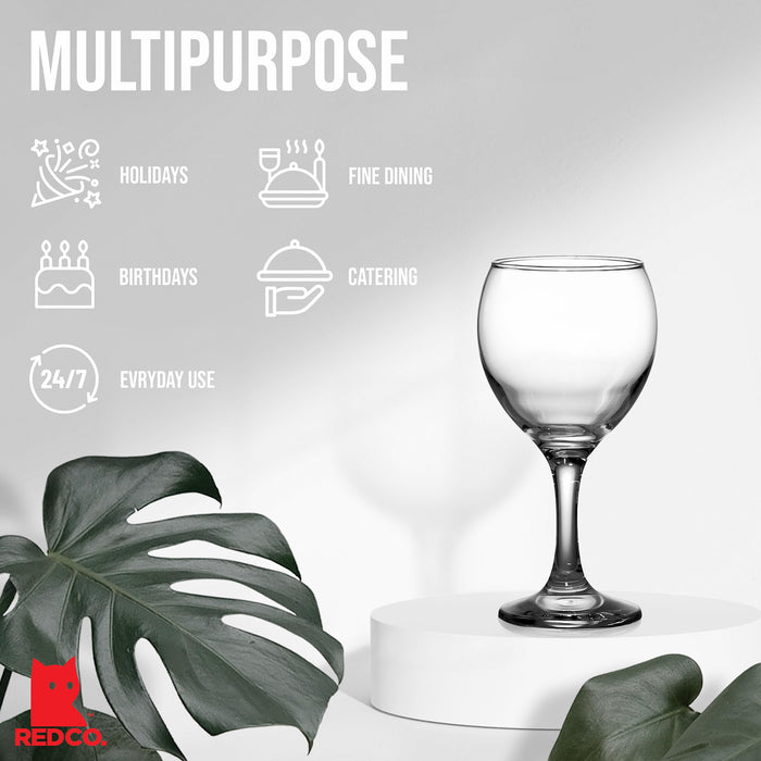 Red Co. Multipurpose Classic Stemmed Clear Wine Glasses, 12.25 fl oz — Set of 6