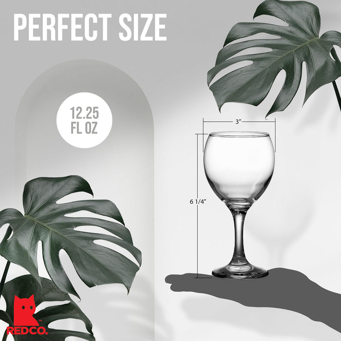 Red Co. Multipurpose Classic Stemmed Clear Wine Glasses, 12.25 fl oz — Set of 6