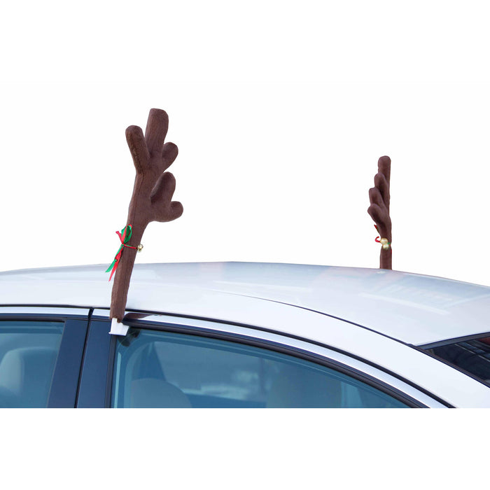 Red Co. 17” Reindeer Christmas Car Kit Products, Antlers with Jingle Bells & Nose