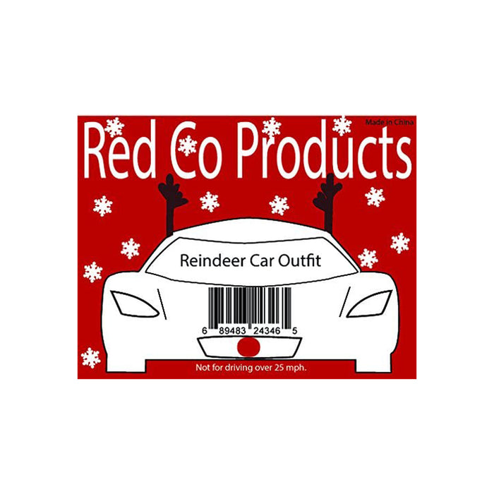 Red Co. 17” Reindeer Christmas Car Kit Products, Antlers with Jingle Bells & Nose