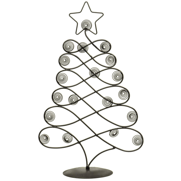 Red Co. 17.5" H Decorative Tabletop Display Christmas Tree Card & Photo Holder Rack in Black Finish