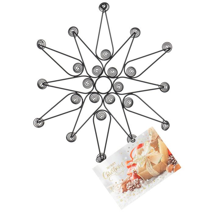 Red Co. 17” Decorative Metal Christmas Star Wall Display Card & Photo Holder Rack