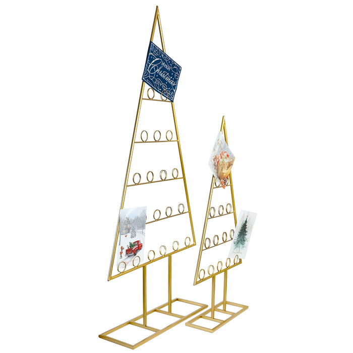 Red Co. Set of 44 and 30" Decorative Metal Tabletop Ornament Tree Card & Photo Holders in 2 Sizes