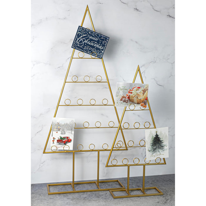 Red Co. Set of 44 and 30" Decorative Metal Tabletop Ornament Tree Card & Photo Holders in 2 Sizes