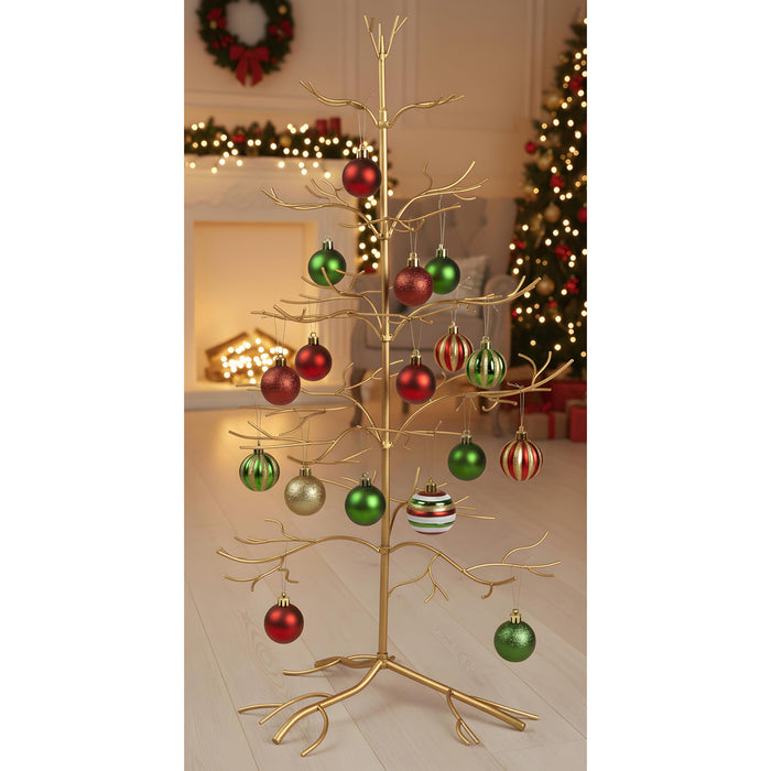 Red Co. Ornament Tree Christmas Décor/Jewelry and Accessory Display in Gold Finish - 36" h