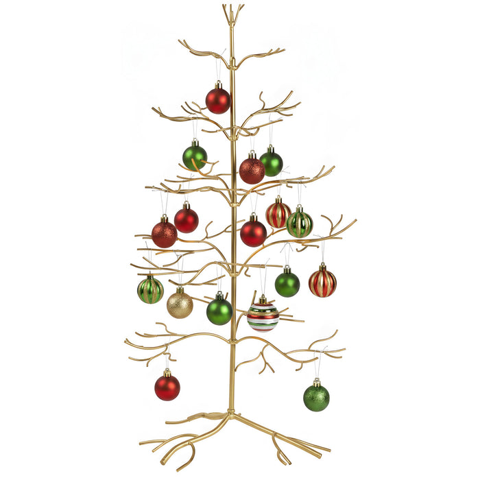 Red Co. Ornament Tree Christmas Décor/Jewelry and Accessory Display in Gold Finish - 36" h