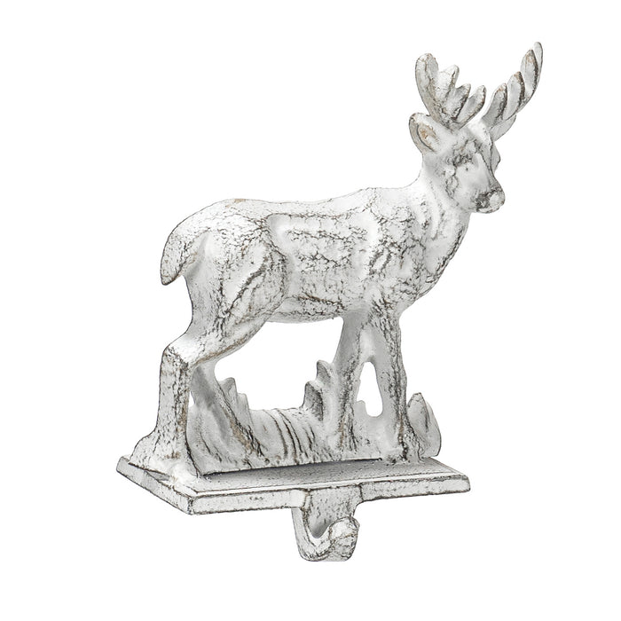 Red Co. 6.75" Decorative Cast Iron Stocking Holder with Hook in Distressed Finish – Reindeer