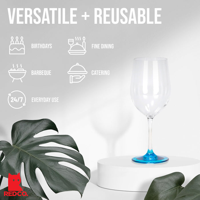 Red Co. Set of 6 Classic Clear Acrylic 12 Fl Oz Outdoor Wine Goblets