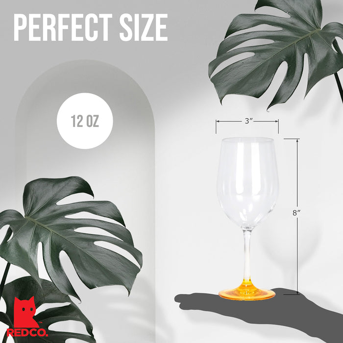 Red Co. Set of 6 Classic Clear Acrylic 12 Fl Oz Outdoor Wine Goblets