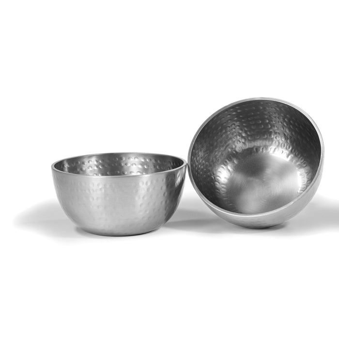 Red Co. 4” Luxurious Round Hammered Aluminum Decorative Bowl, Silver Finish