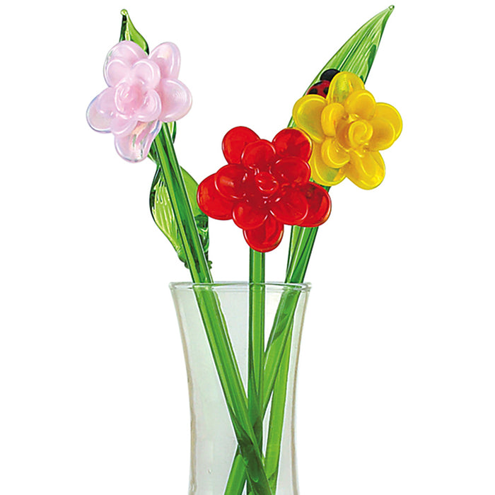 Red Co. Decorative Glass Lovely Flower Bouquet with Vase, Gift Boxed