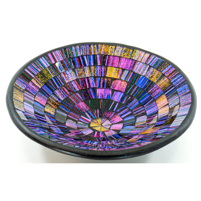 Red Co. Glass Mosaic Ceramic Catch-All Tray, Decorative Accent and Centerpiece Bowl - Round