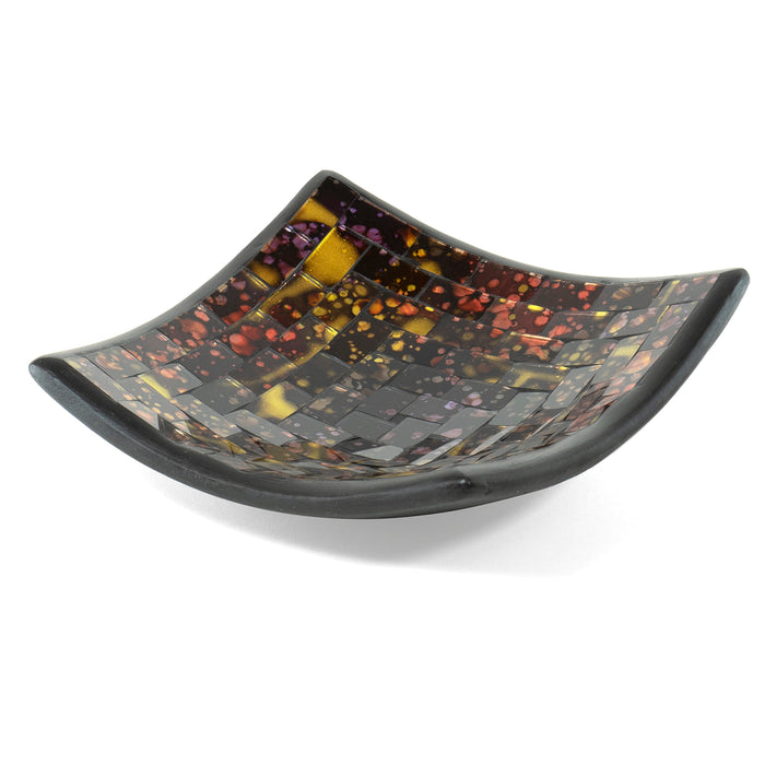Red Co. Glass Mosaic Ceramic Catch-All Tray, Decorative Accent and Centerpiece Plate - Squared