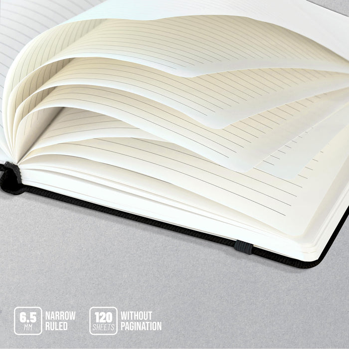 Red Co. Journal with Embossed Quill, 240 Pages, 5"x 7" Lined, Black