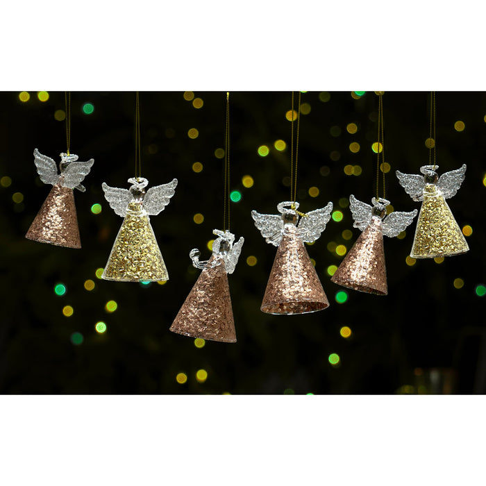 Red Co. Set of 12 Glass 3.5" Praying Holy Angel Figurines, Hanging Christmas Tree Ornaments