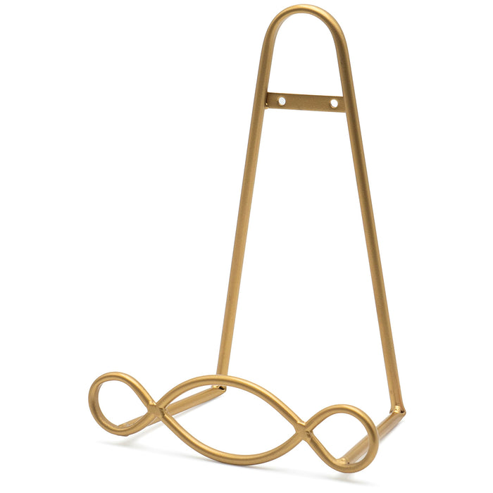 Red Co. Easel Display Rack Stand for Decorative Home Wall, Unique Loop Design, 8" W × 5" D × 11" H, Gold
