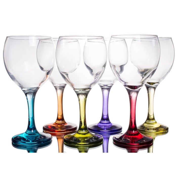 Orion Multi Colored Party Stemmed Wine Glasses, 12 oz, Set of 6