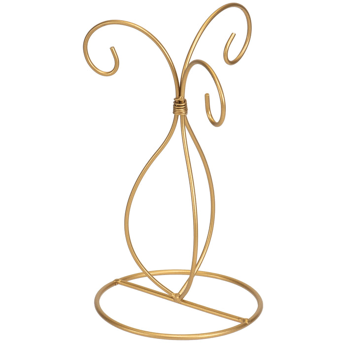 Red Co. 10 inch Golden Finish Ornament Wire Display, 3-arm Spiral Stand for Home Decoration