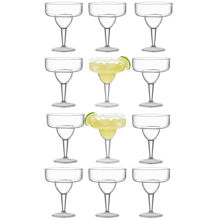 Red Co. Set of 12 Heavy Duty Classic Clear Acrylic 15 Fl Oz Outdoor Margarita Glasses