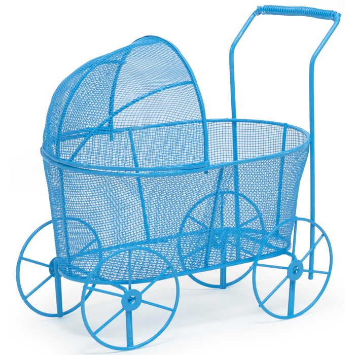 Red Co. Adorable Baby Shower Centerpiece, Decorative Stroller Carriage Basket, Blue, 8-inch