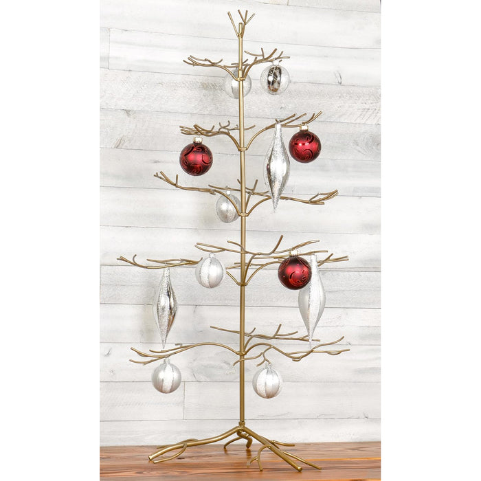 Red Co. Ornament Tree Christmas Décor/Jewelry and Accessory Display in Gold Finish - 36" h