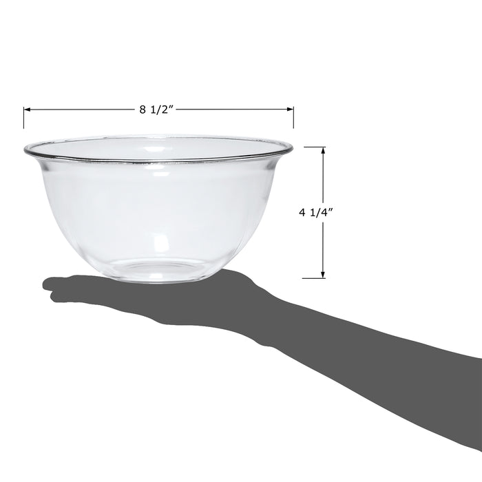 Red Co. 2 Quart Round Tempered Clear Glass Serving and Mixing Bowl for Fruits, Vegetables, Salad