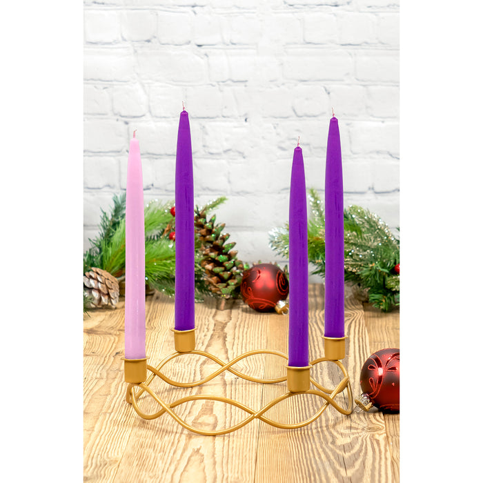 Red Co. 10" Dia Metal Christmas Advent Wreath Taper Candle Holder, Seasonal Centerpiece Decor - Old Gold