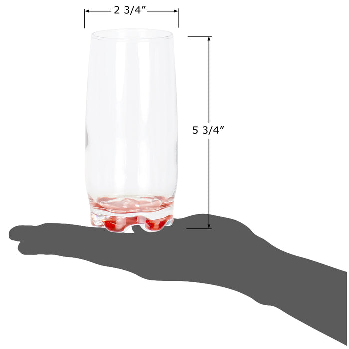 Red Co. Vibrant Splash Water, Beverage Highball Glasses, 13.25 Ounce - Set of 6