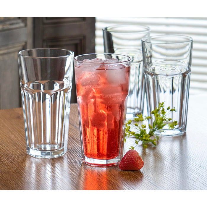 Red Co. Set of 4 Clear Glass 22 Fl Oz Drinking Highball Tumblers for Water, Juice, Beer, Cocktails