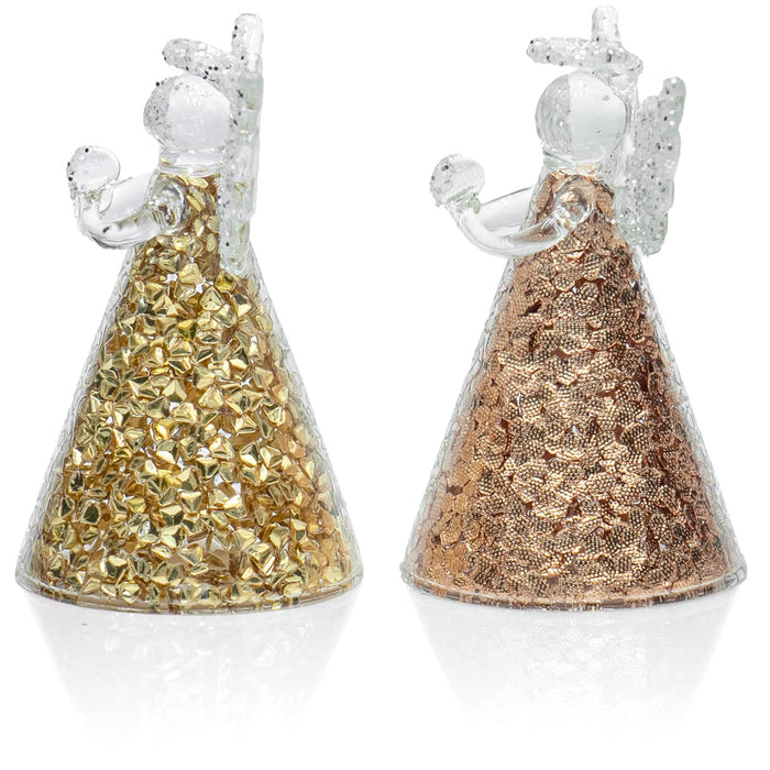 Red Co. Set of 12 Glass 3.5" Praying Holy Angel Figurines, Hanging Christmas Tree Ornaments