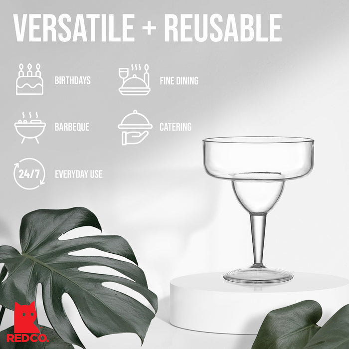 Red Co. Set of 12 Heavy Duty Classic Clear Acrylic 15 Fl Oz Outdoor Margarita Glasses