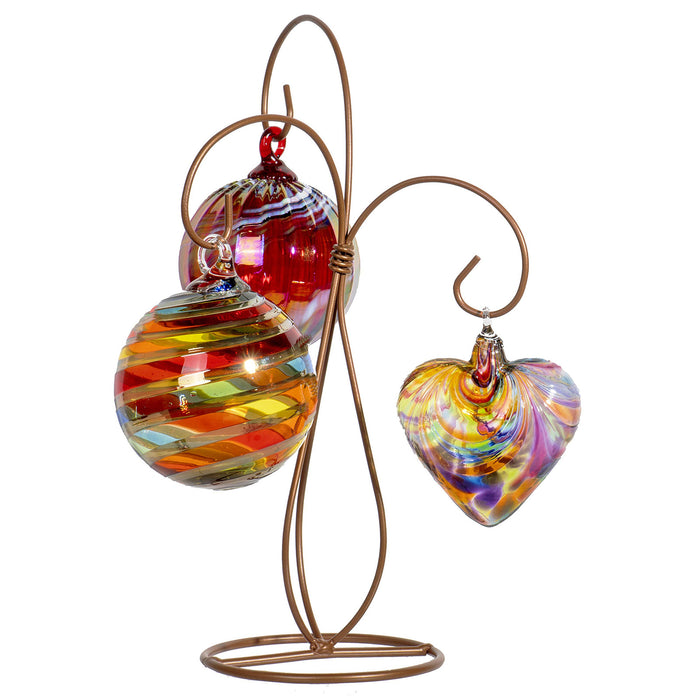 Red Co. 10 inch Copper Finish Ornament Wire Display, 3-arm Spiral Stand for Home Decoration