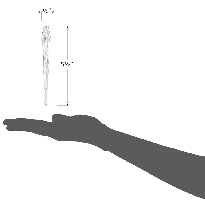 Red Co. Set of 6 Decorative 5.5” Glass Twisted Icicle Hanging Christmas Tree Ornaments, Iridescent Clear