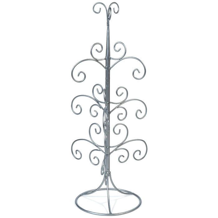 Red Co. 22” Metal Wire 4-Tier Ornament Display Tree Stand and Christmas Décor Holder - Silver