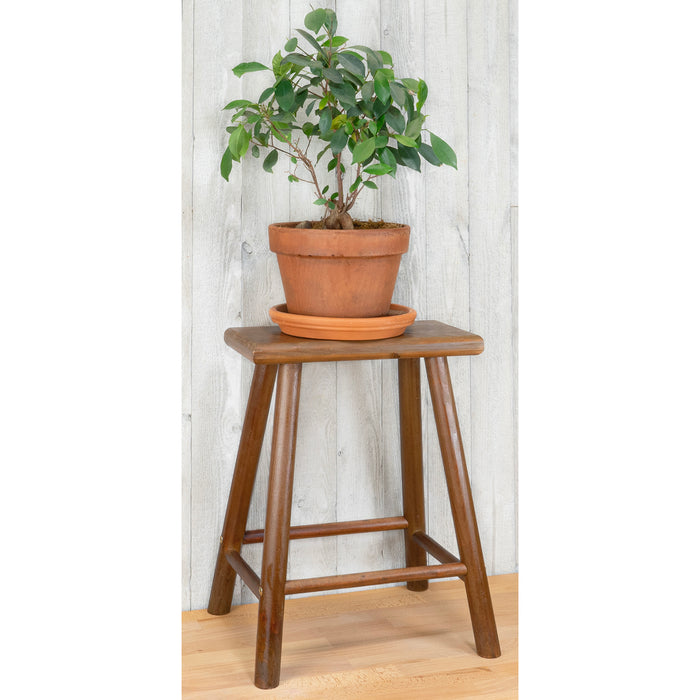 Red Co. 17.5” Tall Decorative Rectangular Top Wooden Stool Display Plant Stand Table, Brown