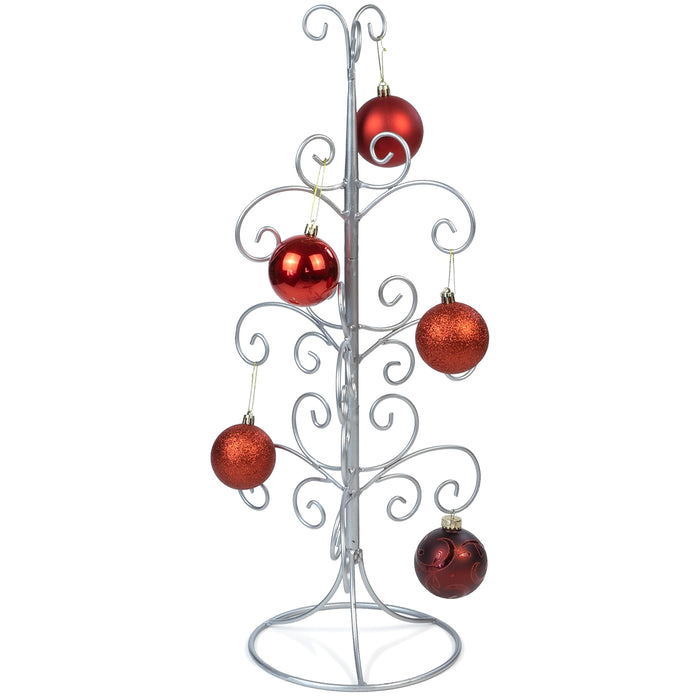Red Co. 22” Metal Wire 4-Tier Ornament Display Tree Stand and Christmas Décor Holder - Silver