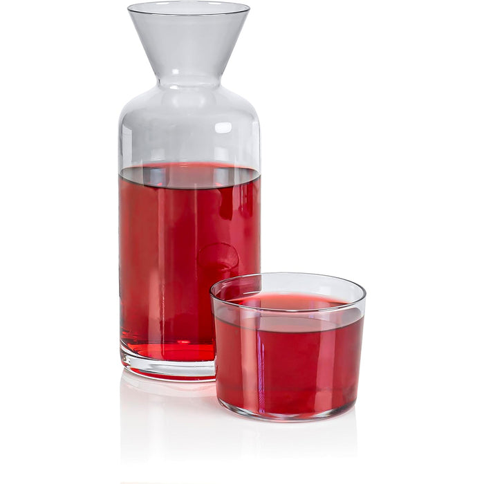 Red Co. Grey Electroplated Glass 21 Fl Oz Bedside Water Carafe with Tumbler – 2-Piece Beverage Set