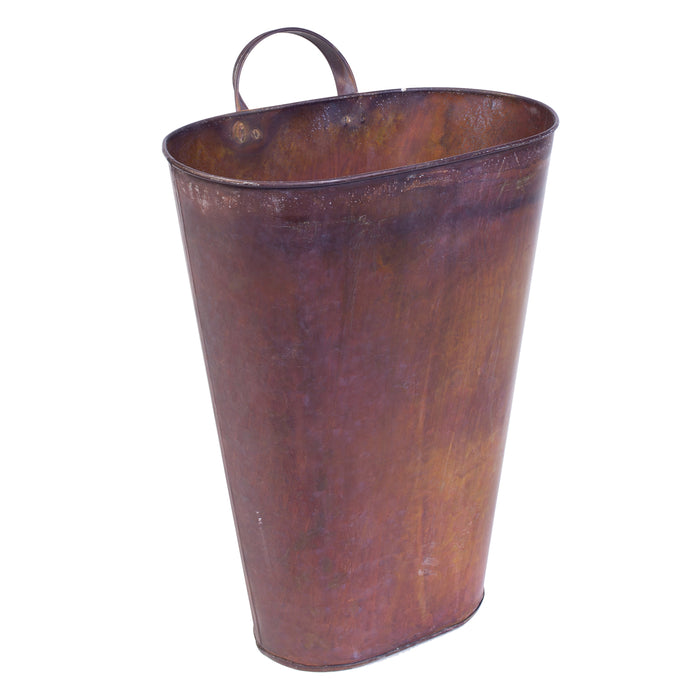 Red Co. 15.5” Farmhouse Galvanized Metal Floor-Standing & Wall-Hanging Umbrella Bucket with Handle, Rusted Brown