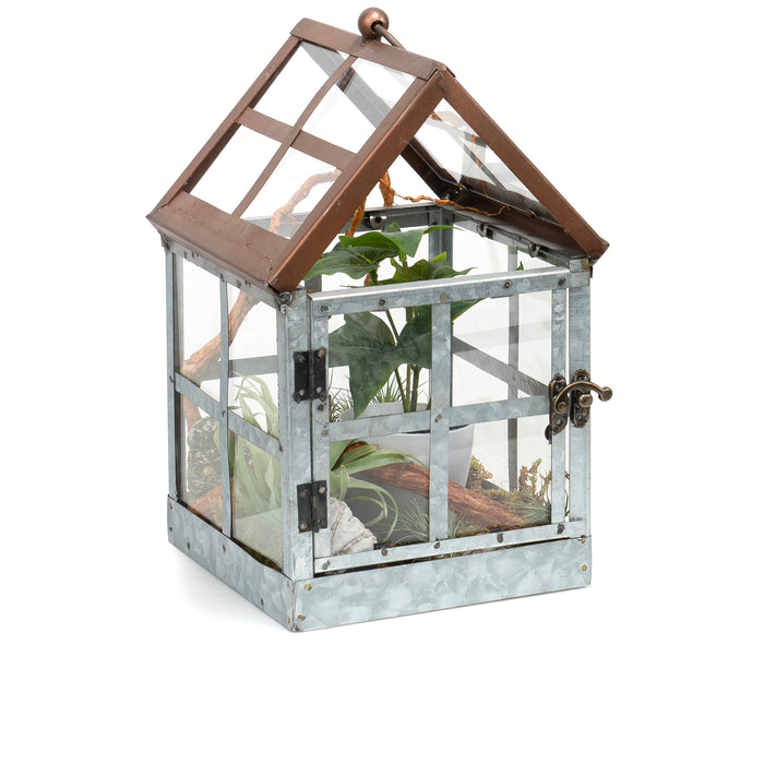 Red Co. 11” Tabletop & Hanging Metal Frame Succulent Display Terrarium Planter with Ring Handle
