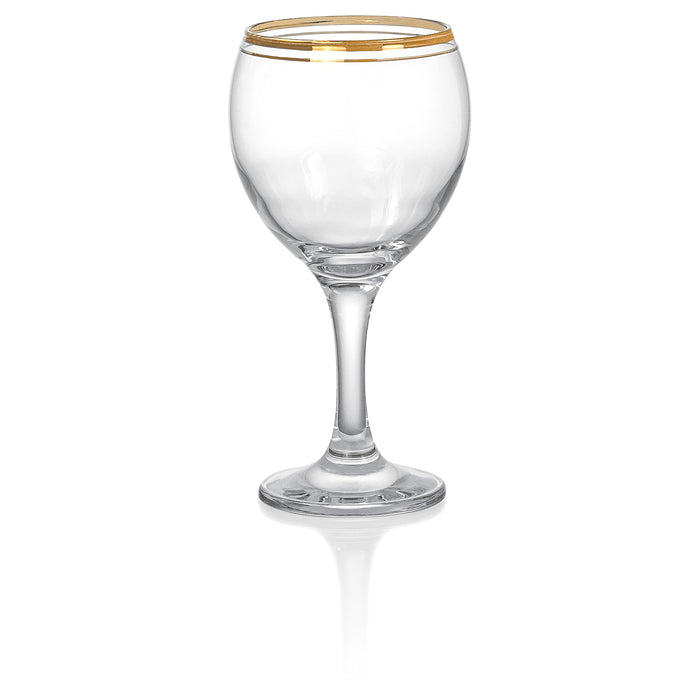 Red Co. Set of 6 Clear Glass 6.75 fl oz Stemmed All-Purpose White Wine Goblets with Golden Rims