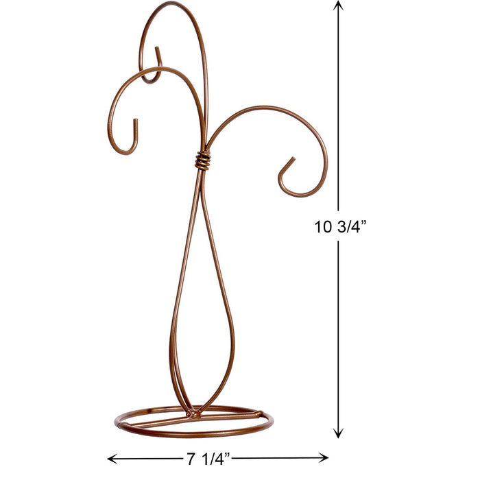 Red Co. 10 inch Copper Finish Ornament Wire Display, 3-arm Spiral Stand for Home Decoration
