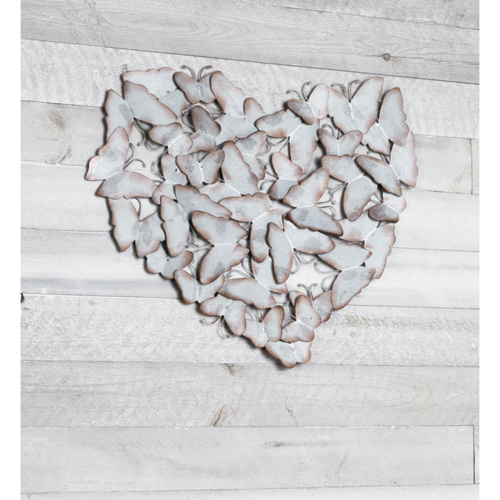Red Co. Rustic Butterfly Metal Wall Heart Shaped Decoration for Living Room, Bedroom, Entryway