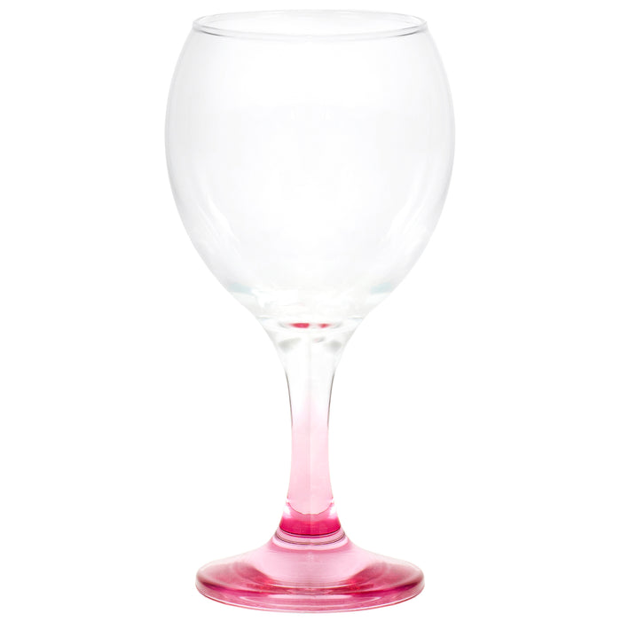Red Co. Crystal Clear Bowl Wine Drinking Glass with Fading Pastel Multi Colored Base, 8.45 Ounce, Set of 6