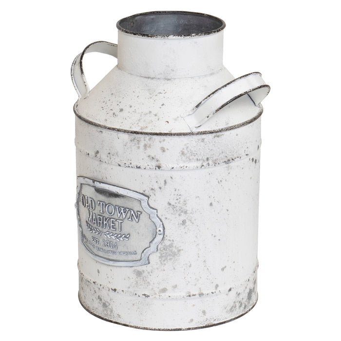 Red Co. Old Town Market Galvanized Metal White Milk Can Flower Vase Plant Holder Décor for Home and Garden Organizer