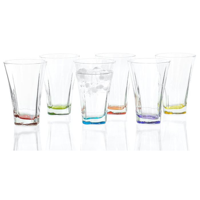 Vibrant Splash Water, Beverage Highball Glasses, 13.25 Ounce - Set of 6