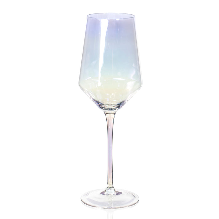 Deluxe Electroplated Long Stem Wine Glasses with Rainbow Effect, Set of 4 (16 fl oz)
