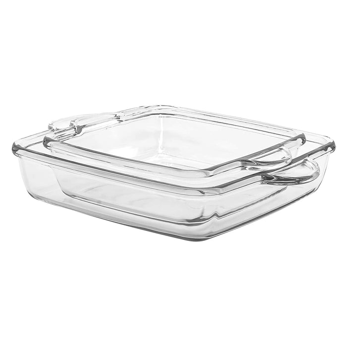 Red Co. Square Clear Glass Casserole Baking Dish 2 Piece Set for Oven, Microwave, Dishwasher, Fridge